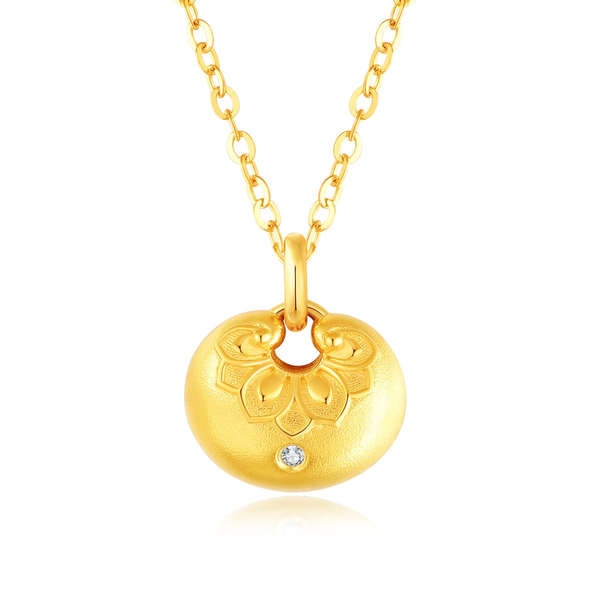24K Gold Necklace With Diamond Lao Feng Xiang Jewelry 24K Gold Necklace With Diamond Lao Feng Xiang Jewelry