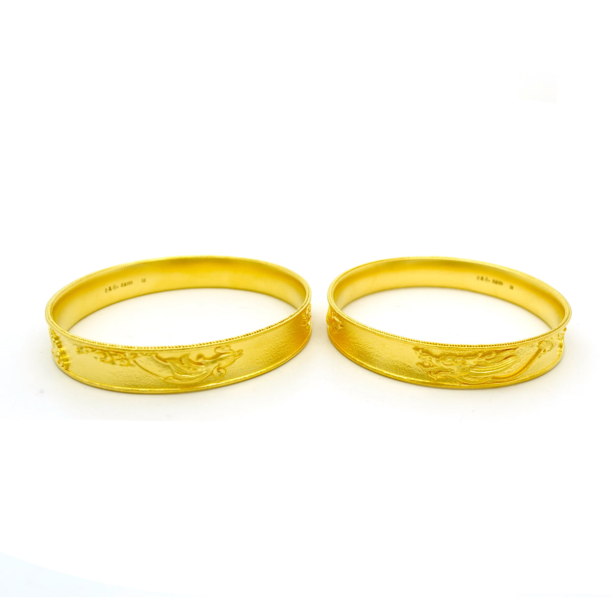 龍凰 24K Gold Bangle Dragon & Phoenix 龙凤对镯– Lao Feng Xiang Jewelry