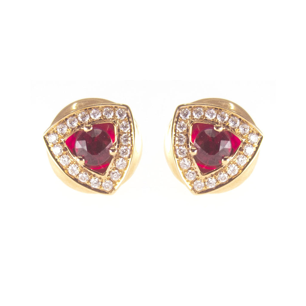 18K Rose Gold Ruby & Diamond Earring