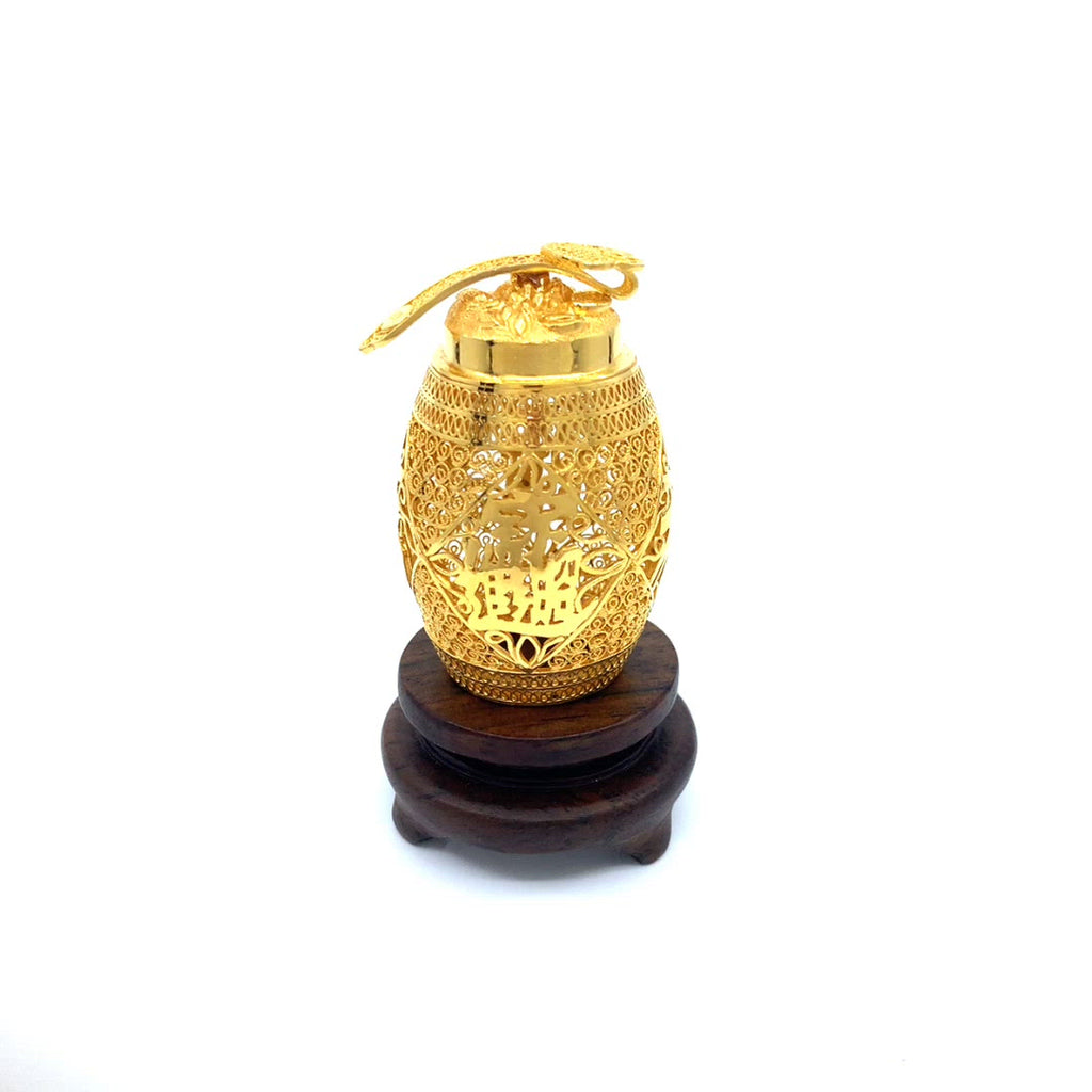 24K Gold Filigree Crafted Ornament 花丝子孙桶