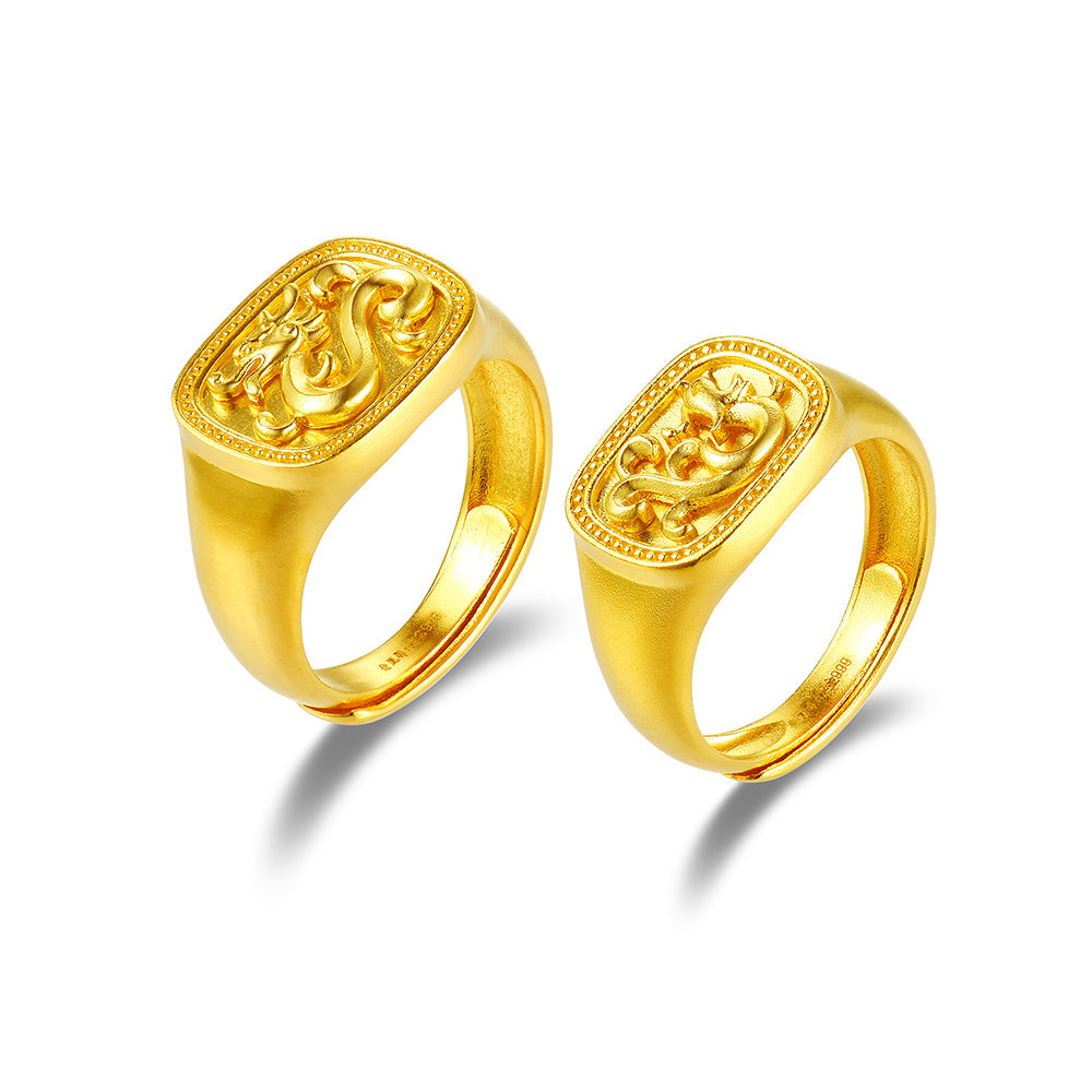 24K Gold Dragon & Phoenix Ring 龙凤对戒– Lao Feng Xiang Jewelry