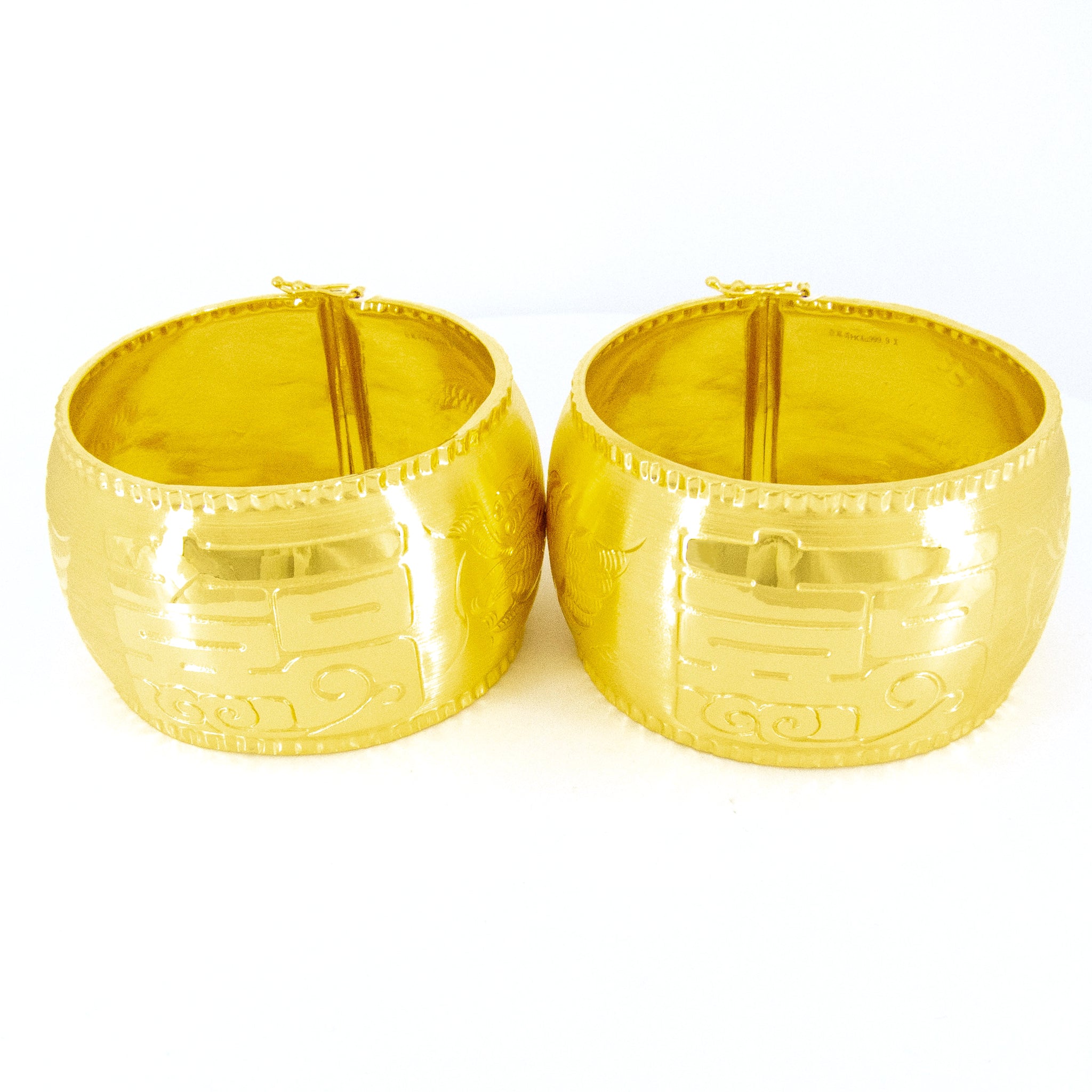 24K Gold Dragon & Phoenix Wedding Bangle Happiness – Lao Feng