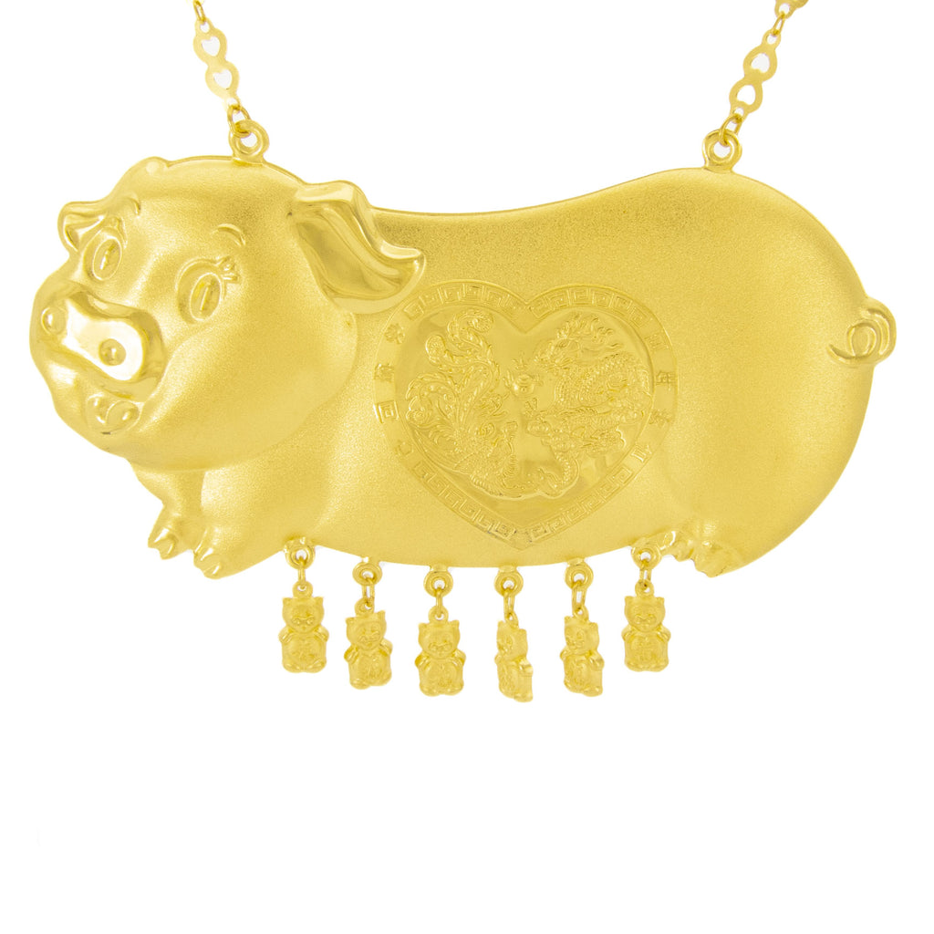 24K Gold Pig Necklace