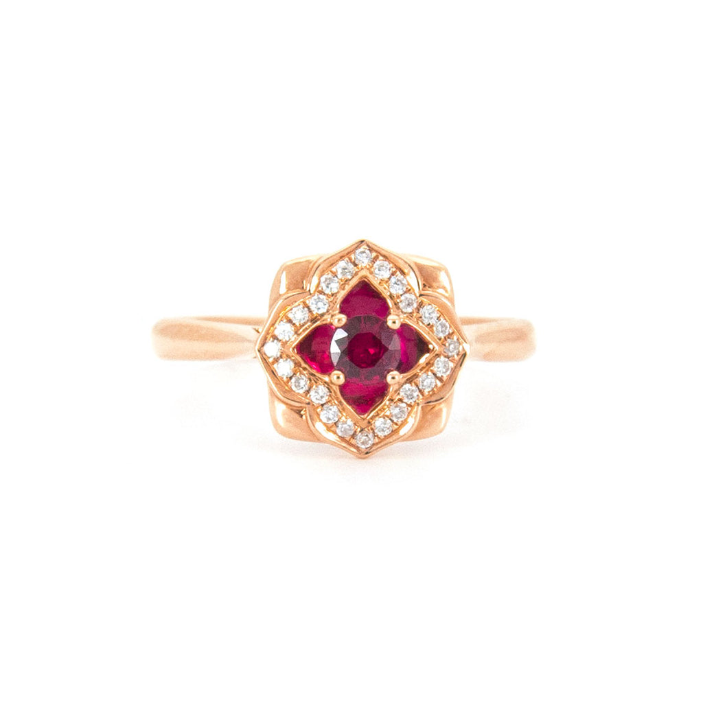 18K Rose Gold Ruby & Diamond Ring