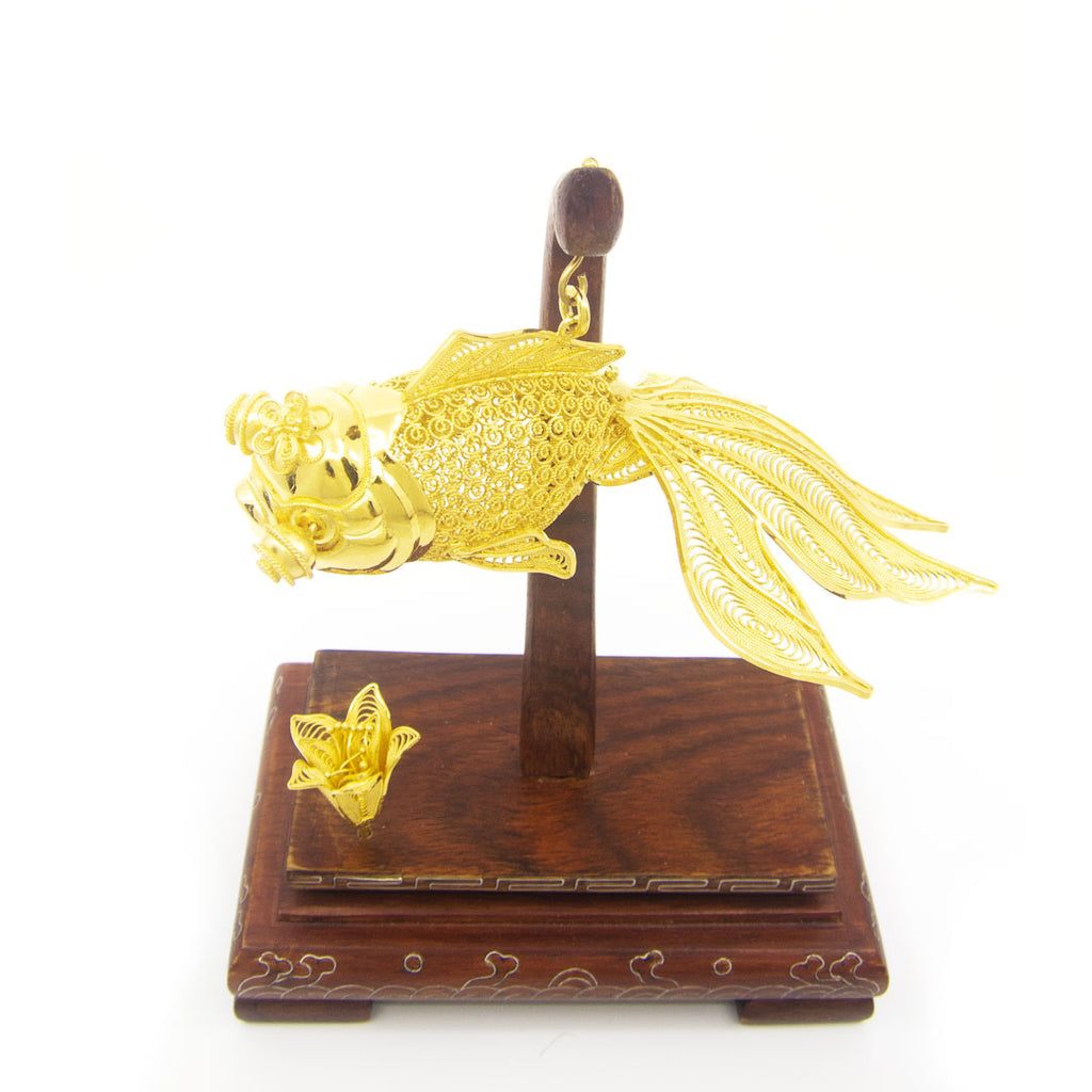 24K Gold Filigree Crafted Fish