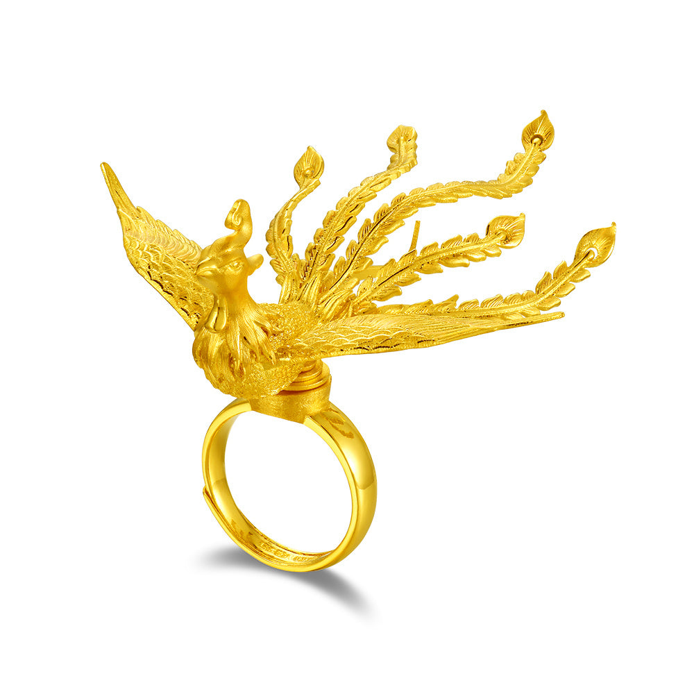 Gedragen onregelmatig leven 24K Gold Phoenix Ring – Lao Feng Xiang Jewelry