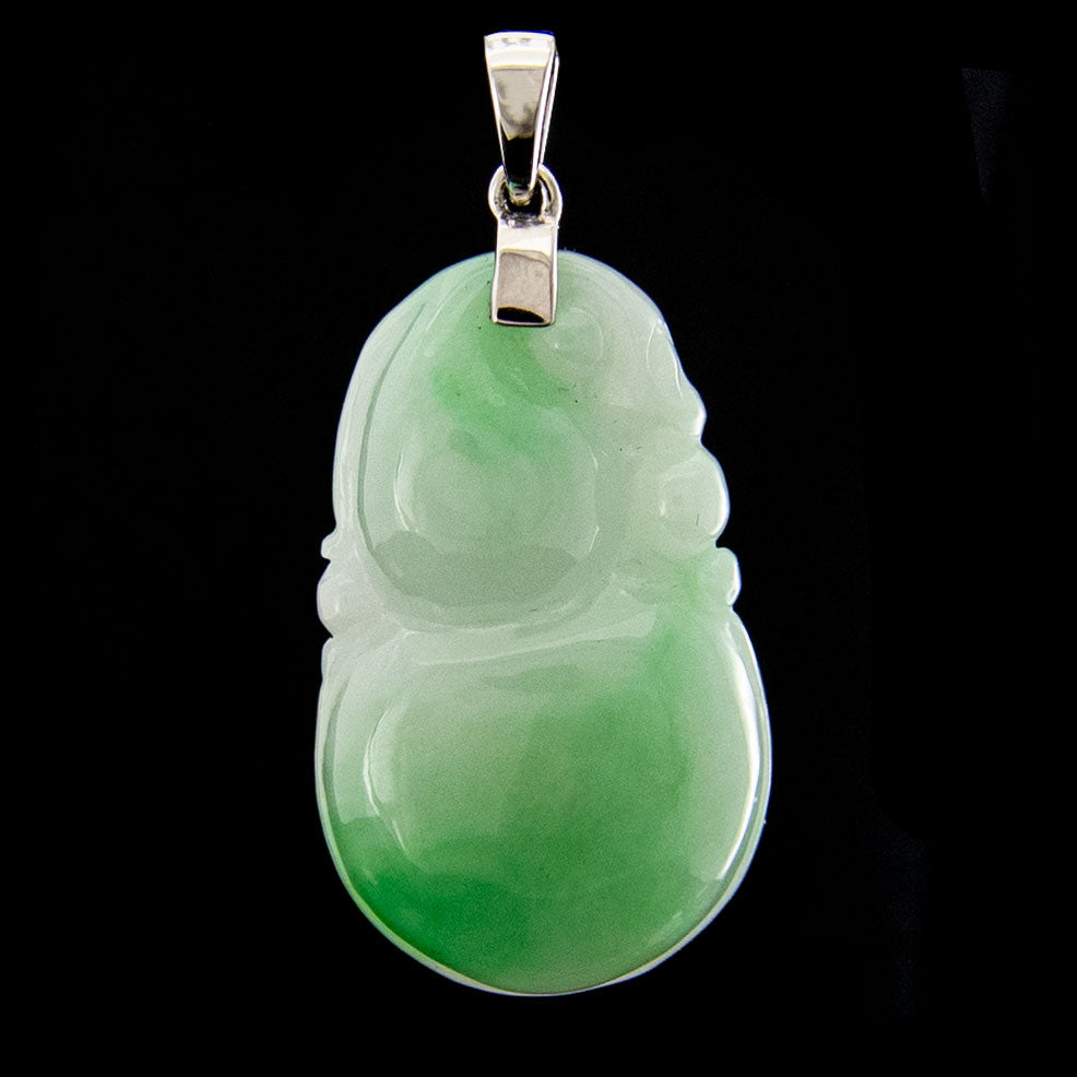 18K White Bright Green Fish Jadeite Jade Diamond Pendant with18K White Gold  Chain - H&F Jewellery and Jade