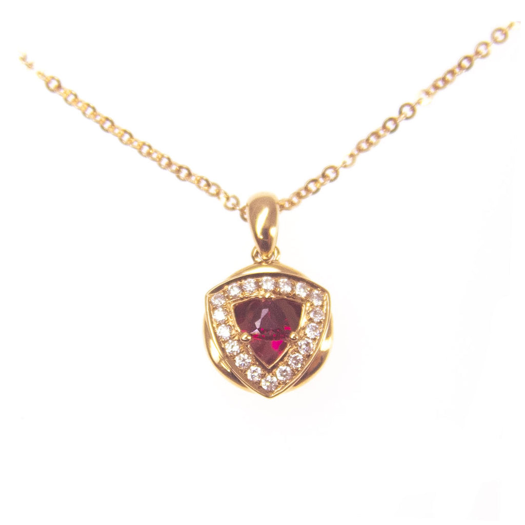 18K Rose Gold Ruby & Diamond Pendant