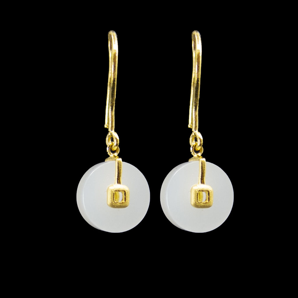 24K Gold Nephrite Coin Earrings