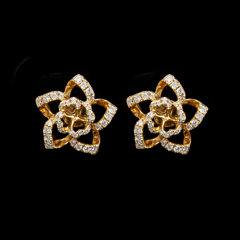 18K Rose Gold Rose Earrings