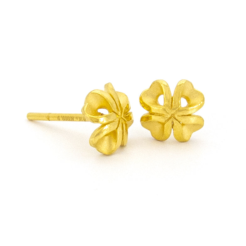 24K Gold Clover Earrings