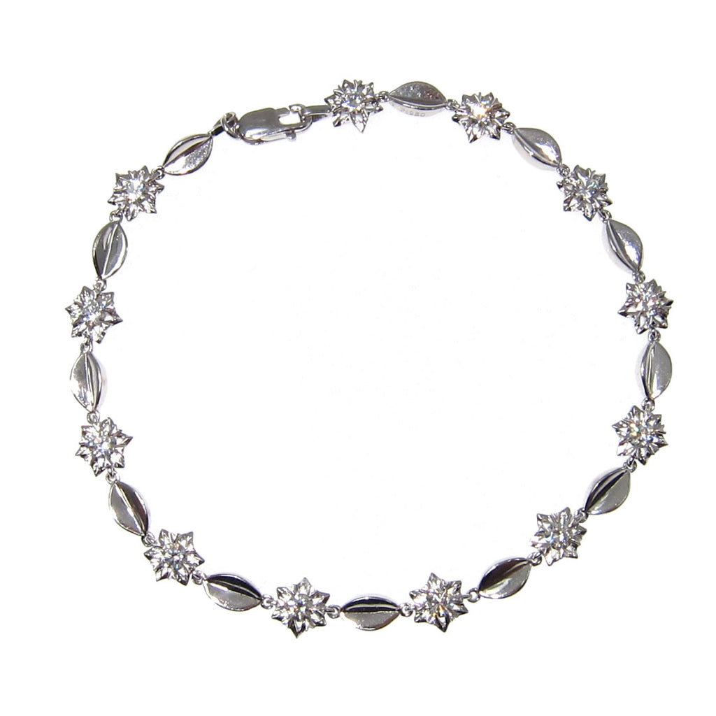 Platinum Diamond Bracelet Flower and Leaf