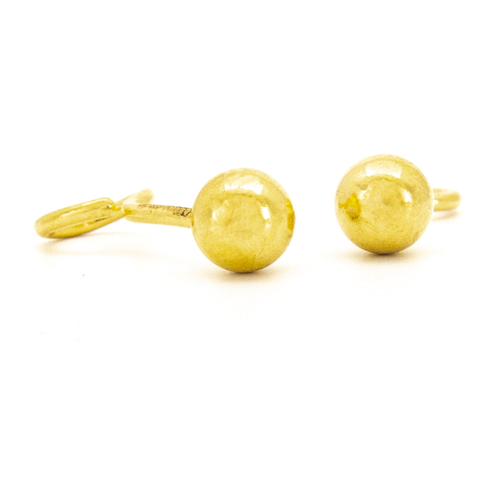 24K Gold Round Polished Earrings