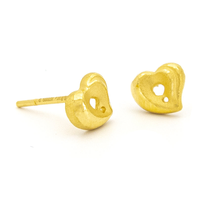 24K Gold Heart Earrings