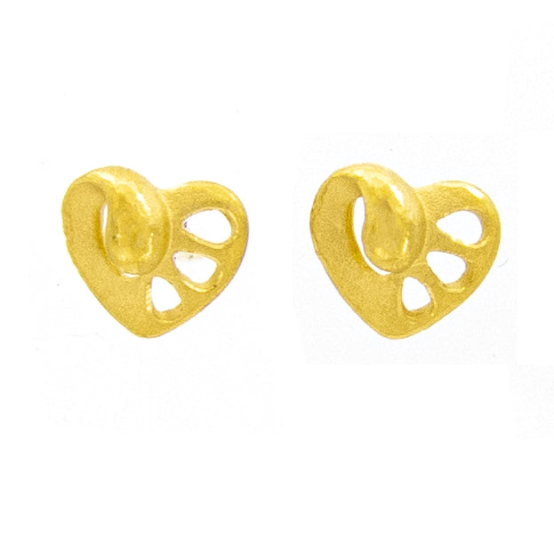 24K Gold Heart Earrings