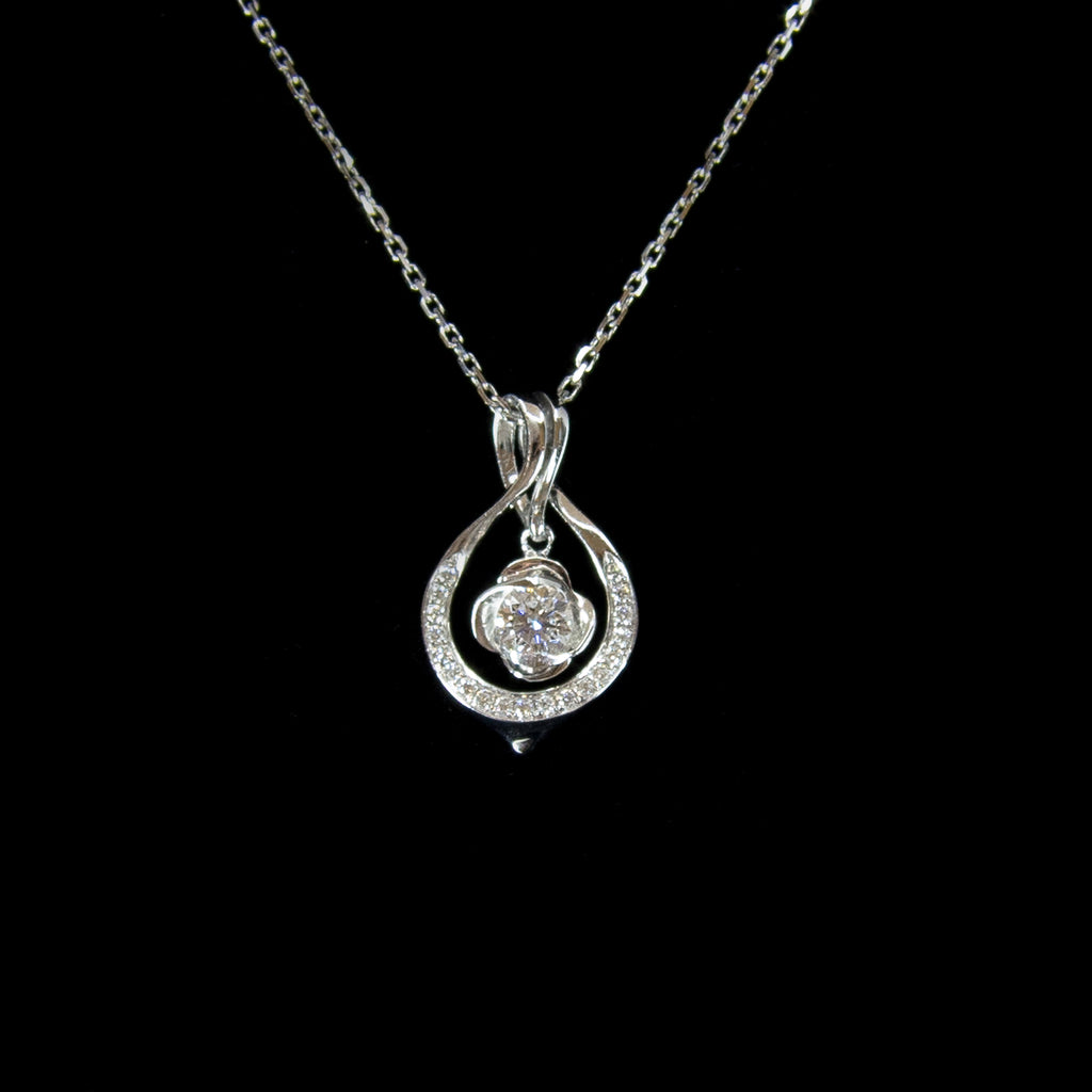 Platinum Diamond Pendant w 18K Necklace