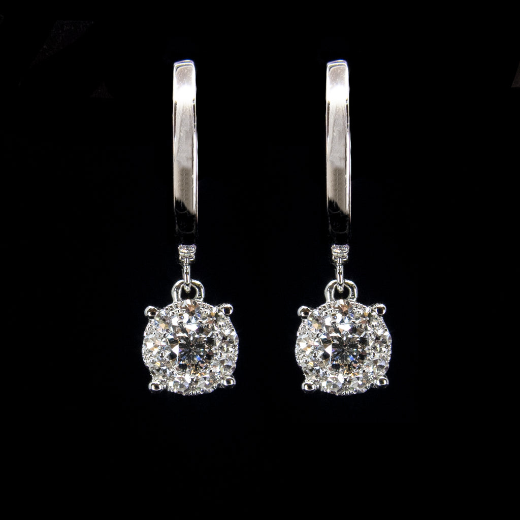 18K White Gold Diamond Hoops Earrings