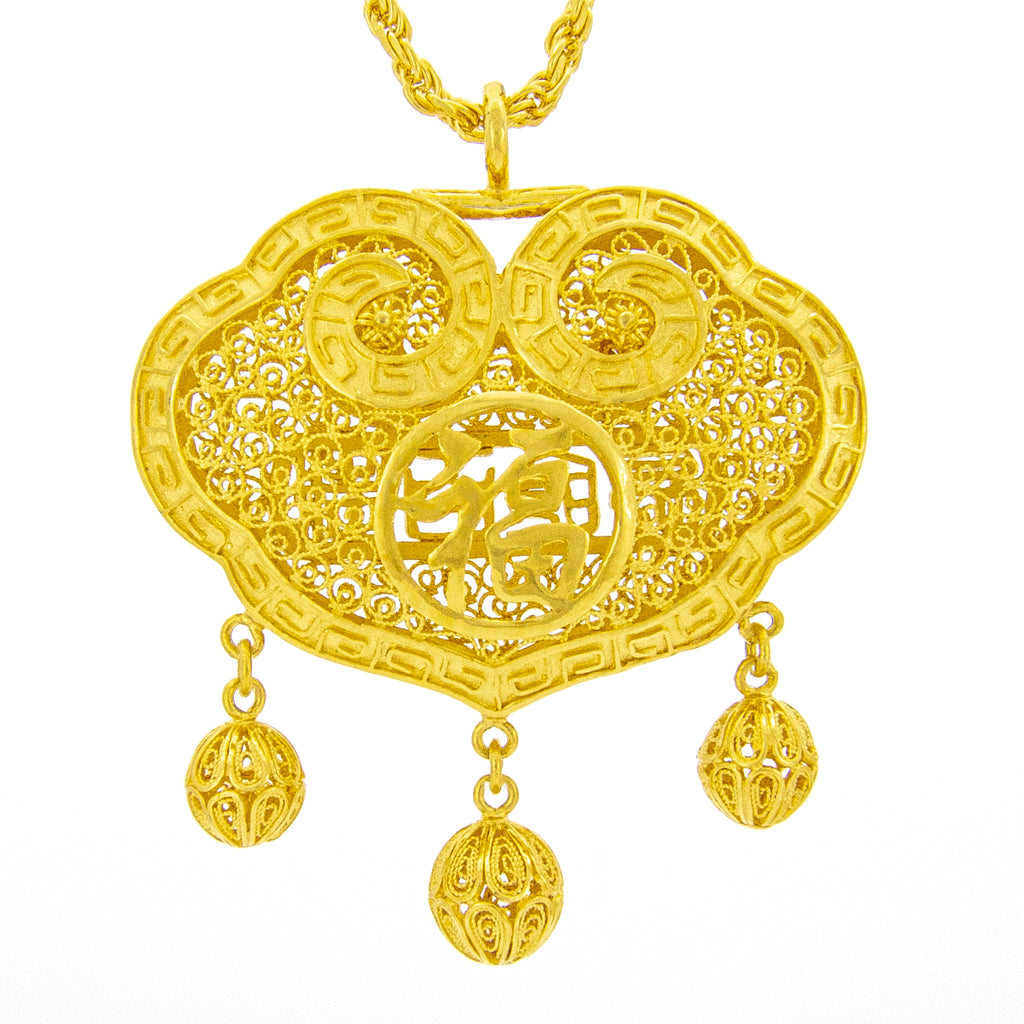 24K Gold Filigree Baby Pendant