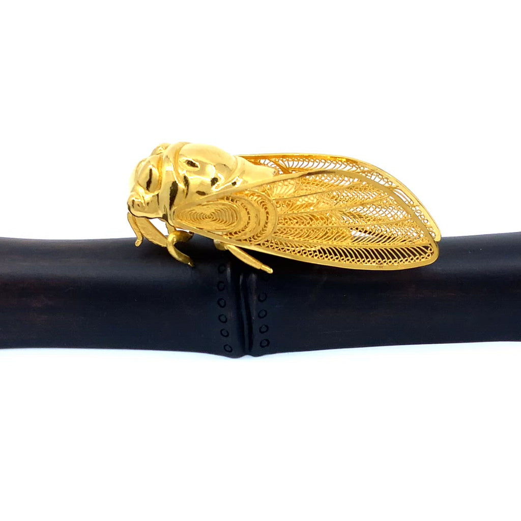 24K Gold Filigree Crafted Cicadidae