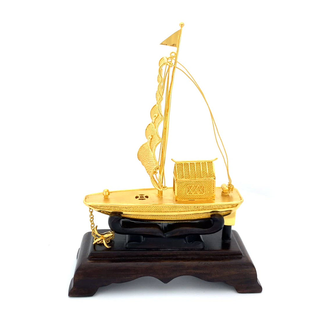 24K Gold Filigree Crafted Sailing Boat